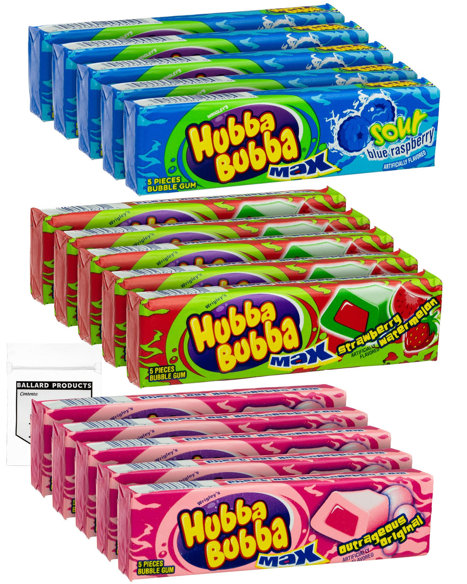 Ballard Products Hubba Bubba variety pack gum offers colorful, shareable flavors.