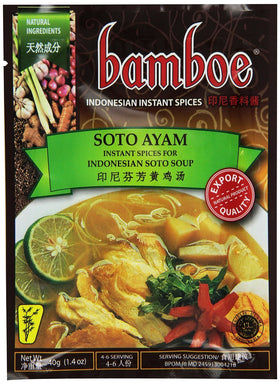 Bamboe Soto Ayam packs: six ready-to-use sachets for authentic Indonesian soup