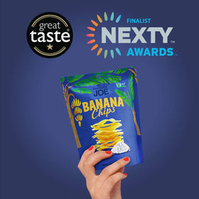 Banana Joe banana chips gluten-free vegan, suitable for plant-based diets.