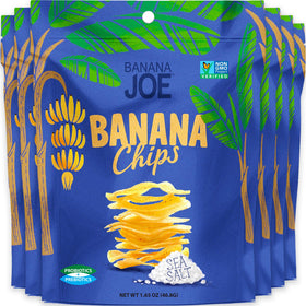 Banana Joe banana chips sea salt pack, a gluten-free, on-the-go snack.