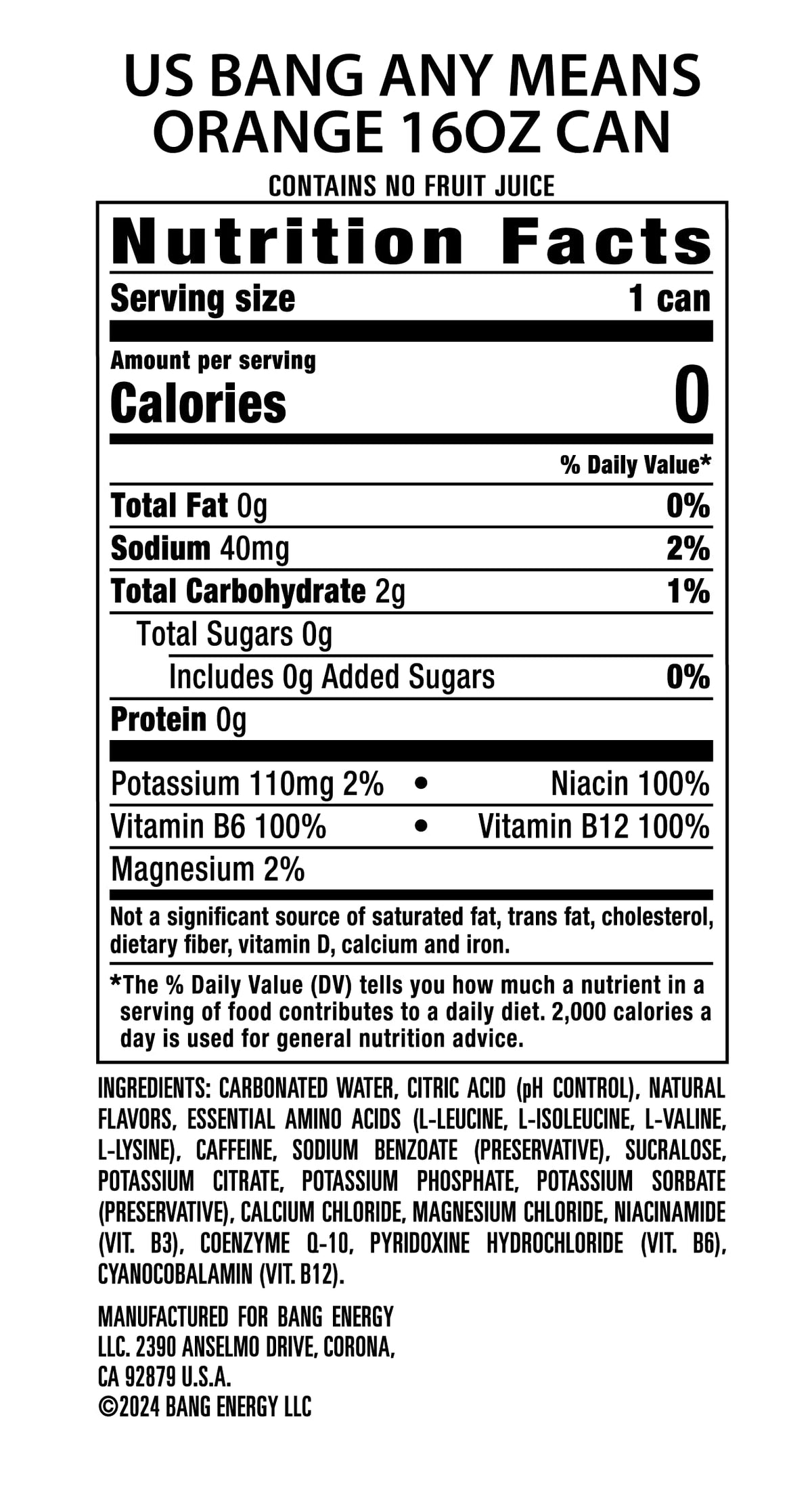 Bang Any Means Orange 12-pack packaging emphasizes value and convenience.