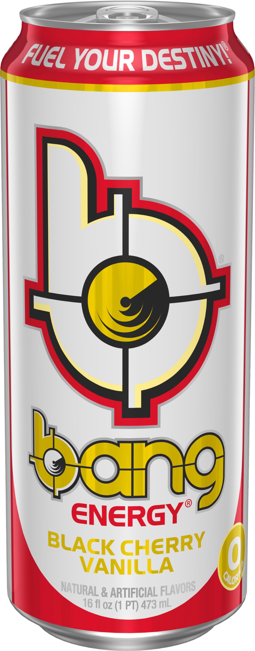 Bang Energy Black Cherry Vanilla label detail highlighting flavor and zero sugar