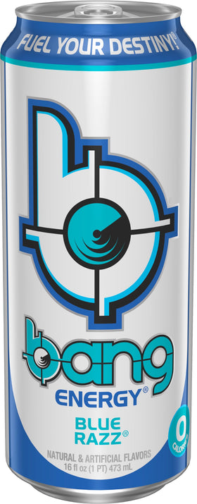 Chilled Bang Energy Blue Razz can ready for gym or commute.