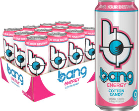Bang Energy Cotton Candy multipack on shelf, convenient for on-the-go energy.