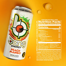 Bang Energy Peach Mango among many flavors offering sugar-free energy options