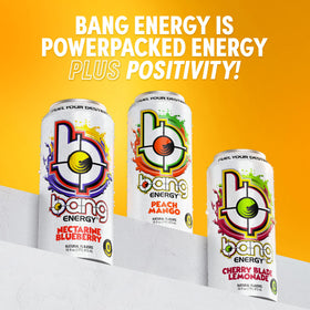 Bang Energy Peach Mango ready for workouts with sustained focus