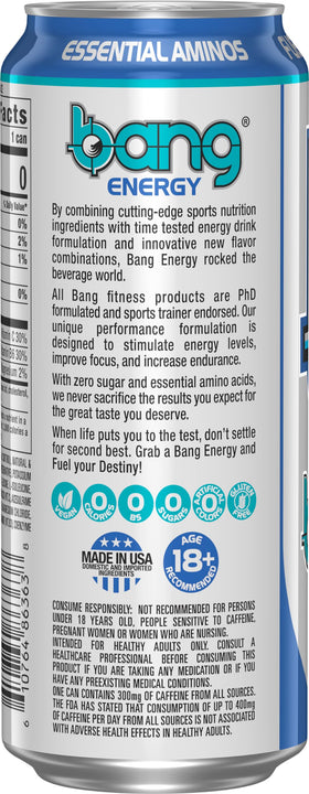Bang Energy Star Blast zero sugar label highlights sugar-free formula.