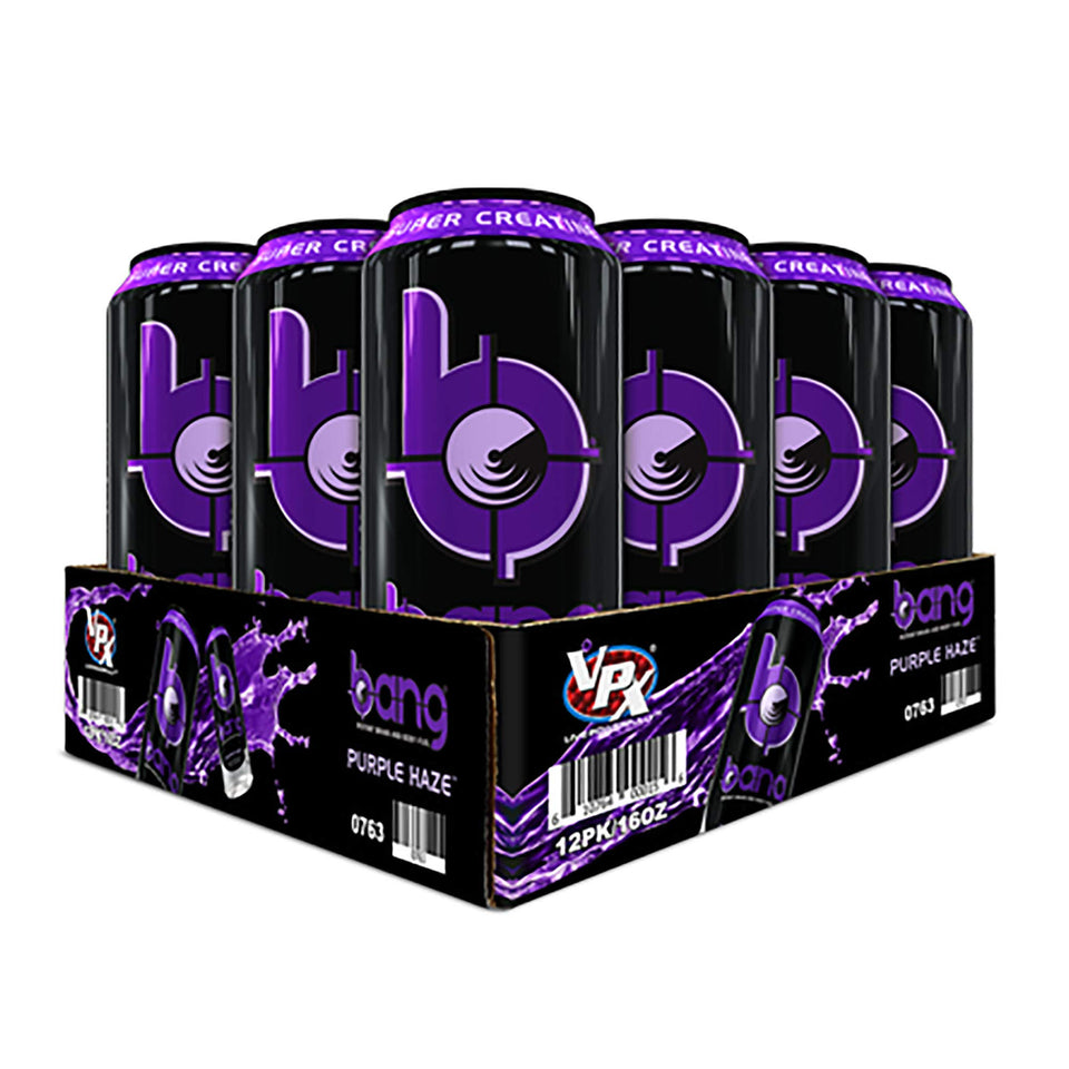 Bang Purple Haze can front, sugar-free energy for workouts