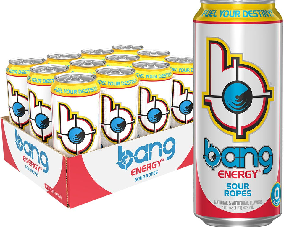 Bang Sour Ropes 16oz can with bold sugar-free energy for workouts.