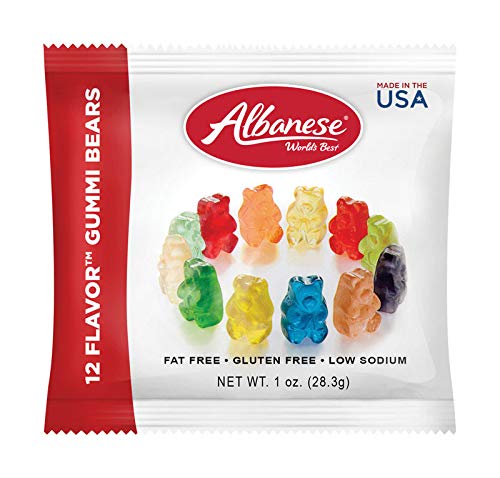 BANRIN Blue Hippo Albanese gummi bears in 1 oz pack, dairy-free and flavorful