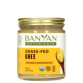 Banyan Botanicals ghee bottle front view for cooking.