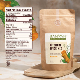 Banyan Botanicals Kitchari Spice Mix in a bowl, ready for cleansing meals
