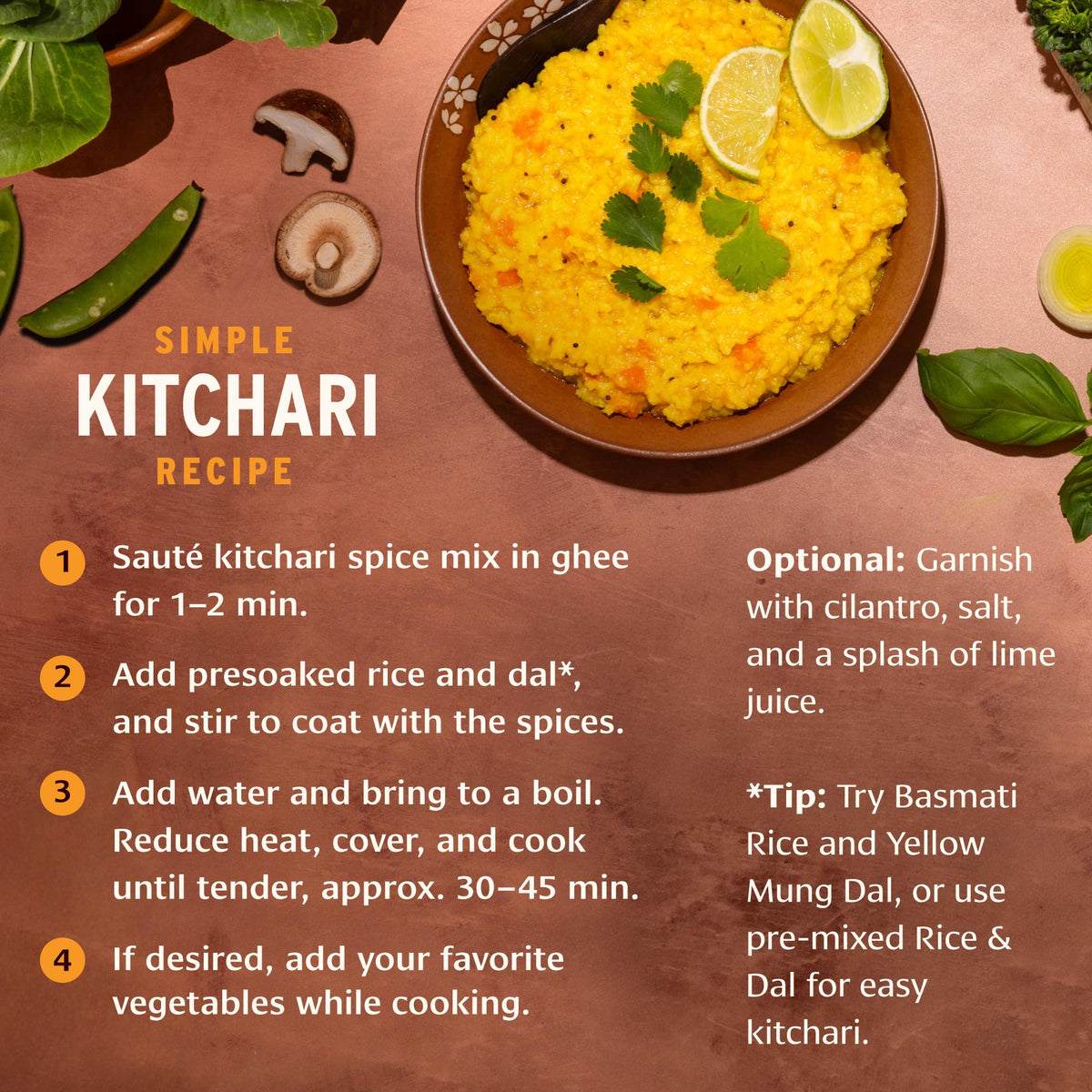 Banyan Botanicals Kitchari Spice Mix packaging with USDA Organic seal and clean design