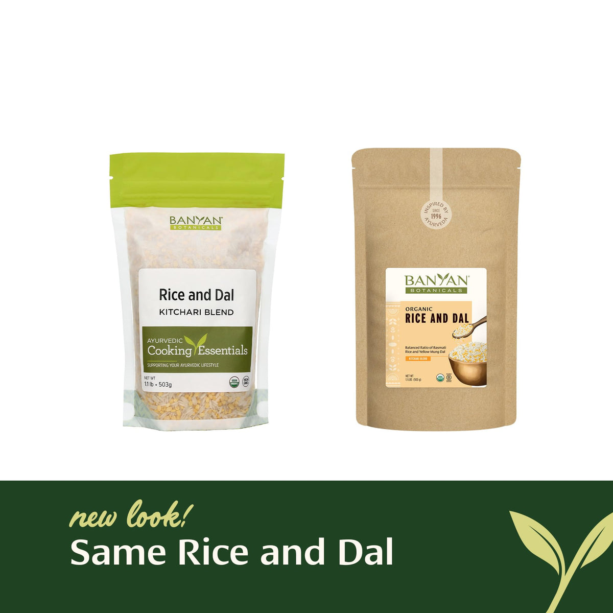 Raw mung dal and basmati rice ready for quick kitchari prep.