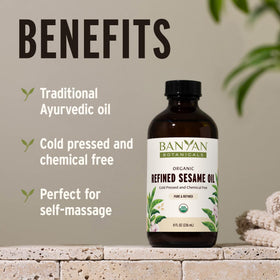 Banyan Botanicals sesame oil pour for massage and application