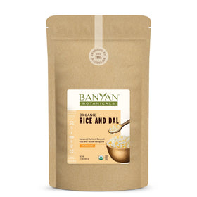Banyan Botanicals packaging shows organic ingredients for a nourishing base.