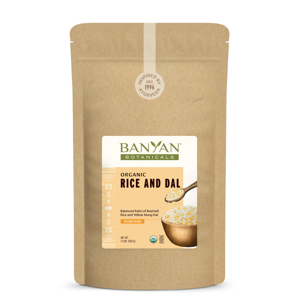 Banyan Botanicals packaging shows organic ingredients for a nourishing base.