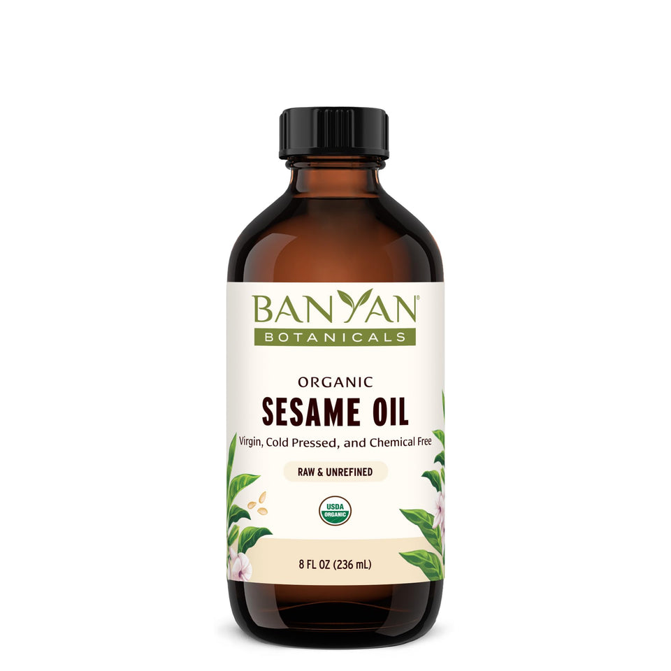 Banyan Botanicals sesame oil bottle for skin and hair nourishment