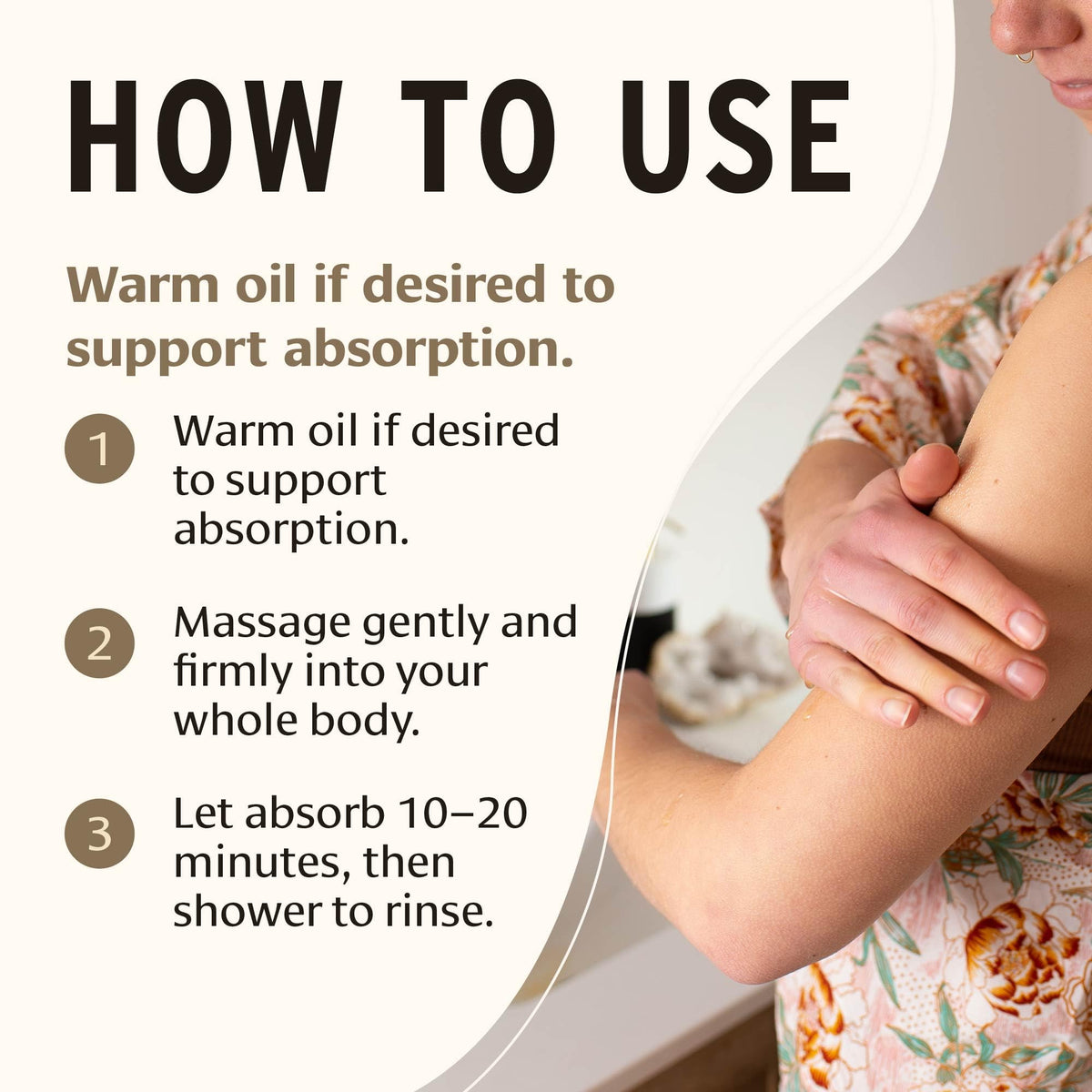 Banyan Botanicals sesame oil massage application for daily self-care