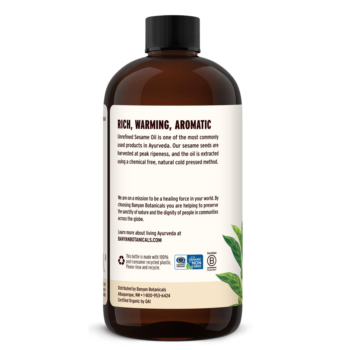 Banyan Botanicals sesame oil in a spa setting for relaxation and care
