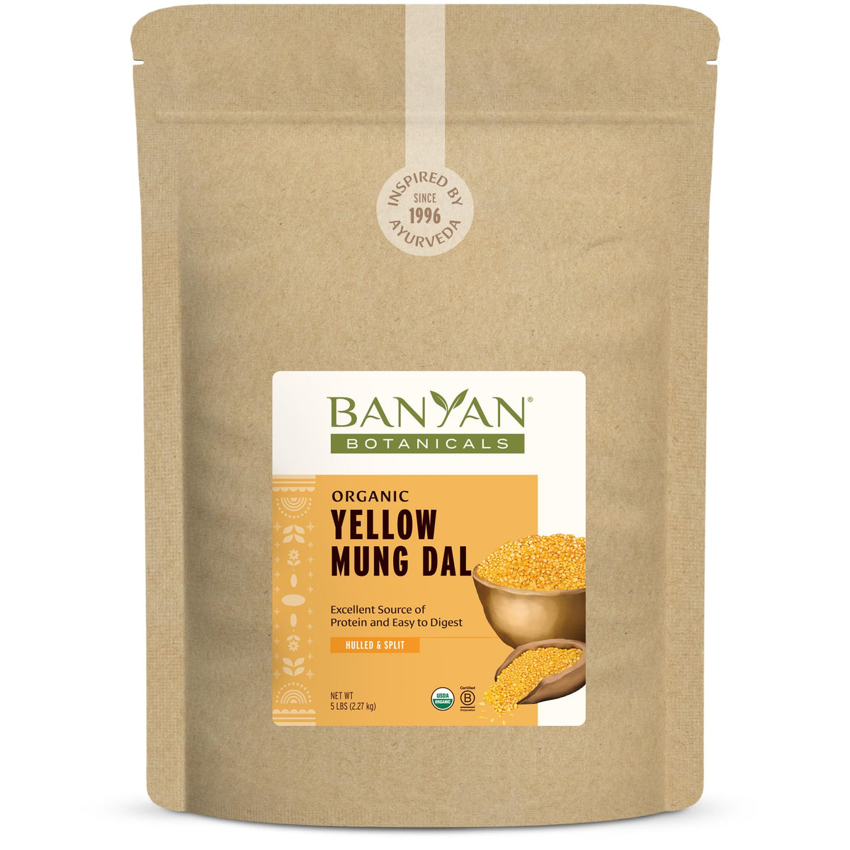 Banyan Botanicals Yellow Mung Dal package with organic split mung beans for quick meals