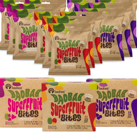 Baobest Superfruit Bites packaging showing berry flavor, ideal for on-the-go snacking.