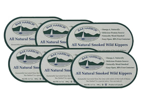 Bar Harbor kippers can on a dock, ready to eat for quick meals.