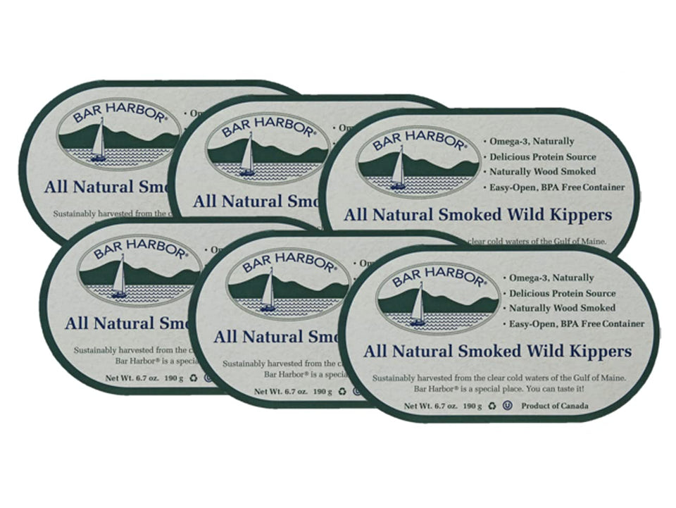 Bar Harbor kippers can on a dock, ready to eat for quick meals.