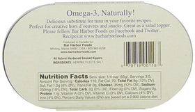Bar Harbor kippers label close-up highlighting natural ingredients and quality.