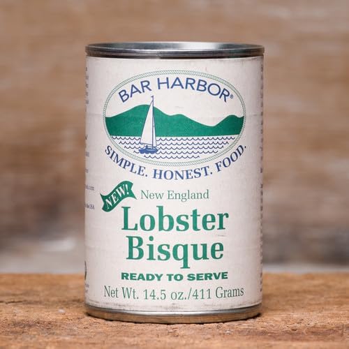 Bar Harbor lobster bisque can—smooth texture highlighted, BPA-NI packaging for peace of mind.