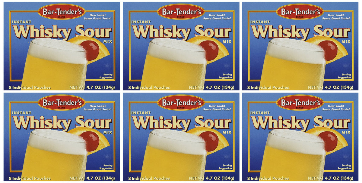 Bar-Tender's Brand instant whiskey sour packaging ideal for quick entertaining.