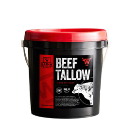 Bar-W Beef Tallow gallon pail front view for versatile high-heat cooking.