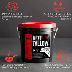 Bar-W Beef Tallow lid close-up highlighting premium quality for rich flavor.