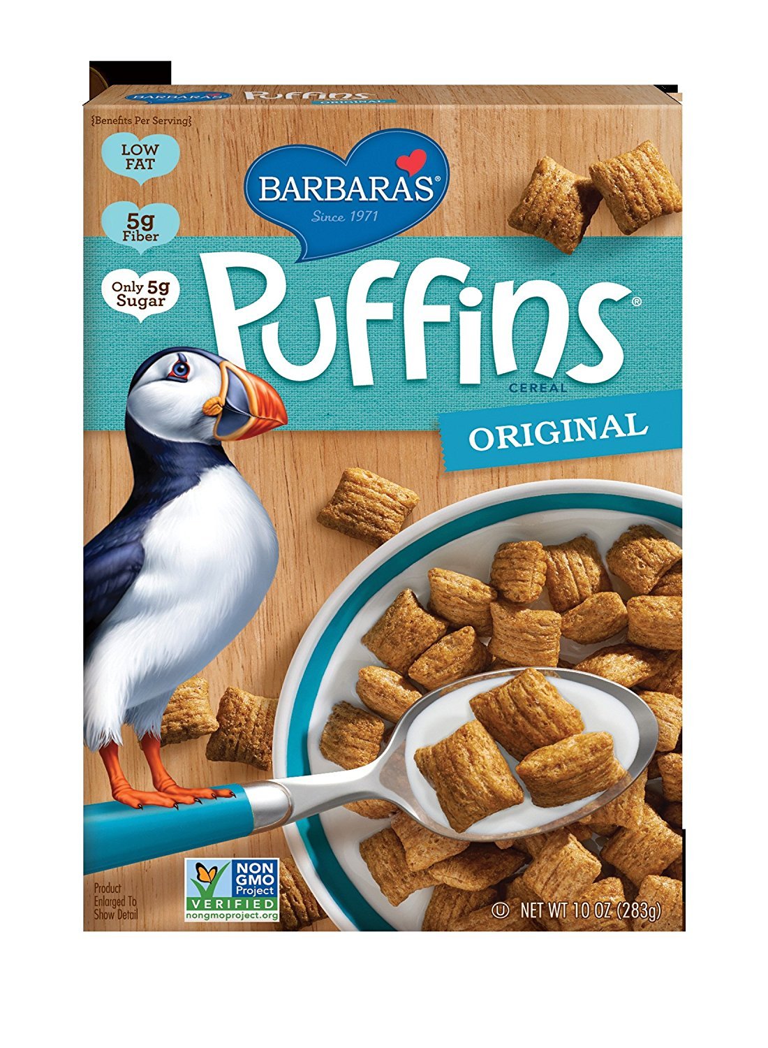 Barbara's Bakery Puffins Original 6-pack box front, ready for a quick breakfast.