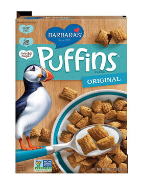 Barbara's Bakery Puffins Original 6-pack box front, ready for a quick breakfast.