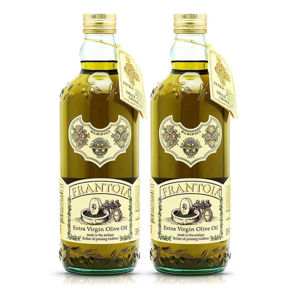 Barbera Frantoia olive oil bottle close-up highlighting premium Sicilian blend.