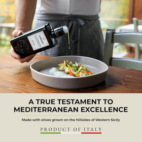 Barbera Lorenzo No. 5 EVOO on pasta dish, enhances aroma and depth.