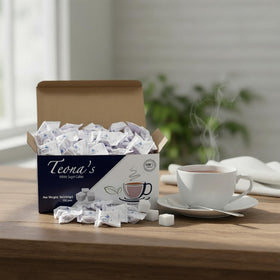 BARBERUPP Teona's sugar cubes, individually wrapped, ensure pristine serving at cafes