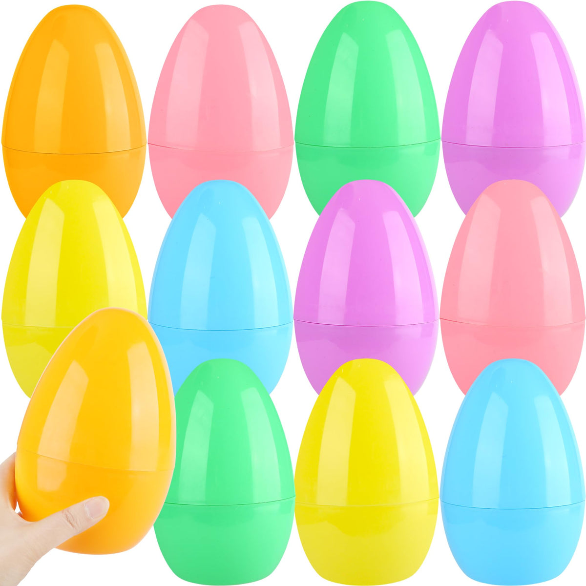 Barblog fillable Easter eggs in clear plastic, easy candy filling and display.