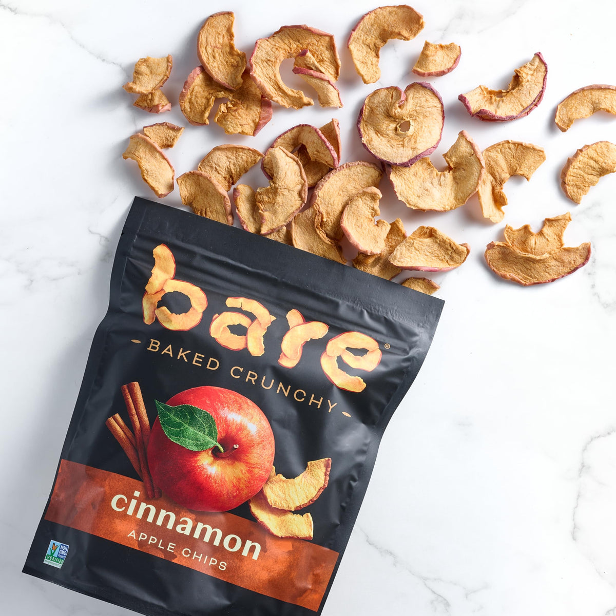 Bare Apples Cinnamon Chips snack-ready, gluten-free and fiber-friendly.