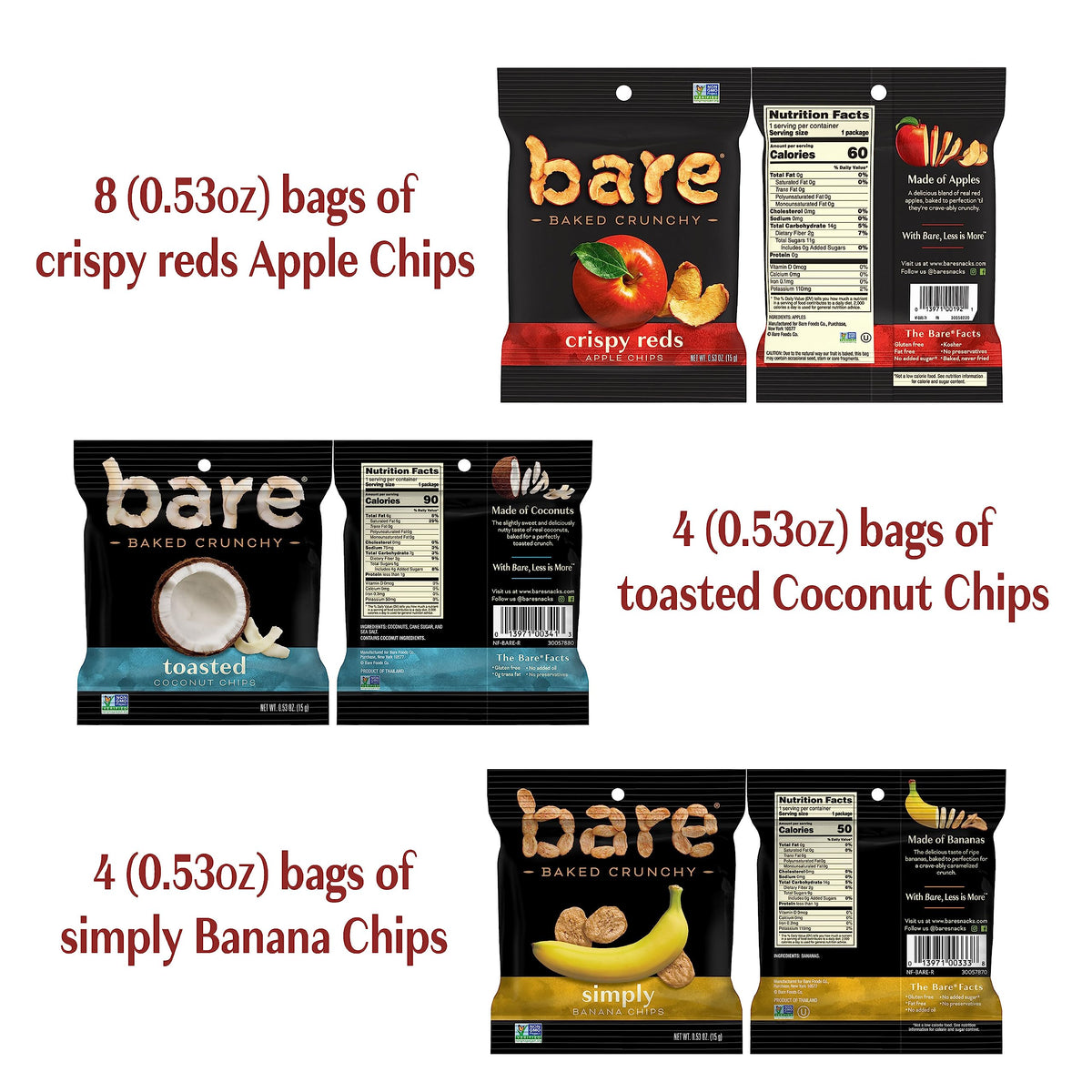Bare Baked Crunchy Banana Crunch bag supports gluten-free snacking anytime