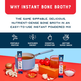 Bare Bones bone broth mix dissolving in hot water, producing a comforting sip.