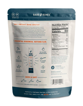 Bare Bones beef broth stick packets ready to mix anywhere.