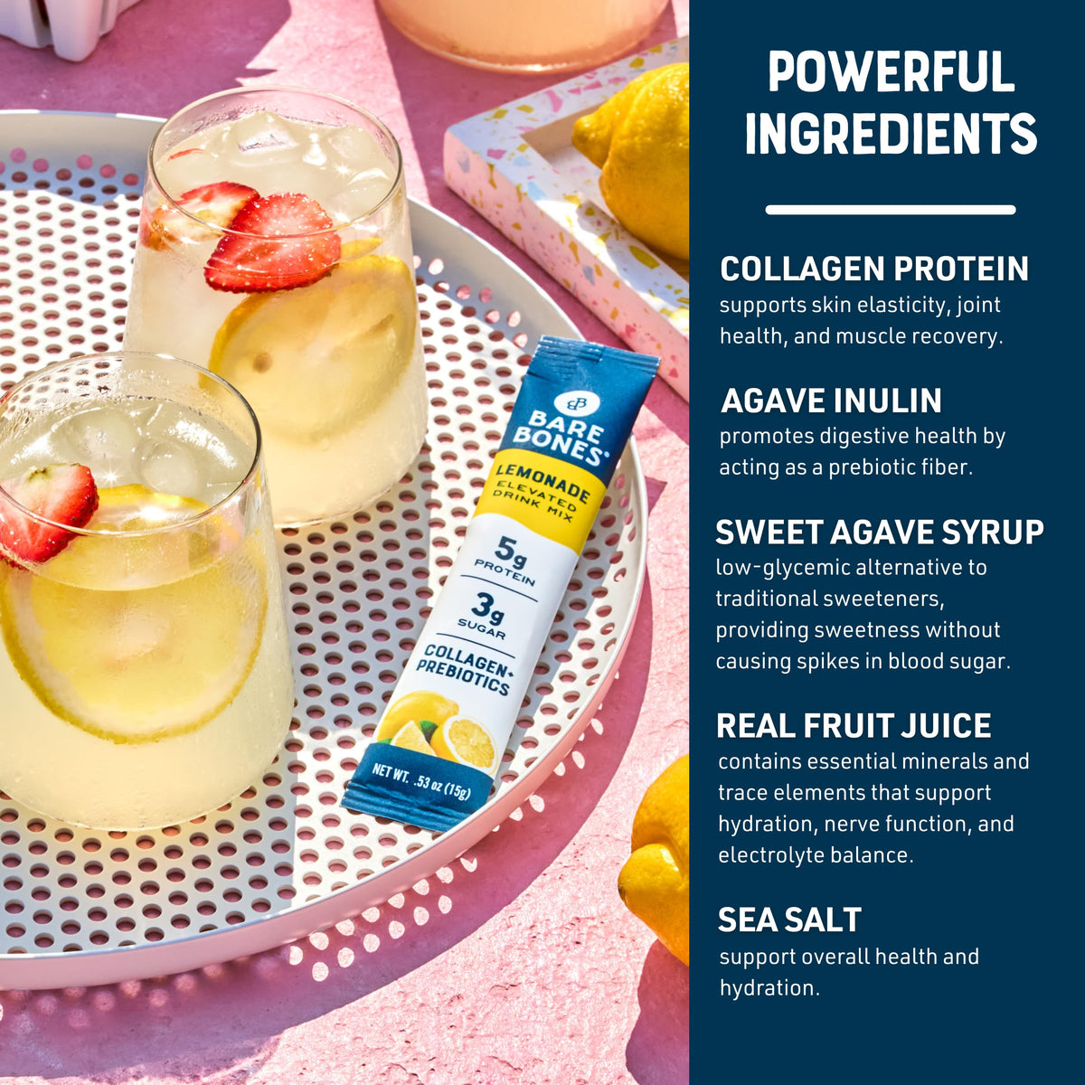 Bare Bones ingredient close-up showcases real fruit juice and natural sweetness