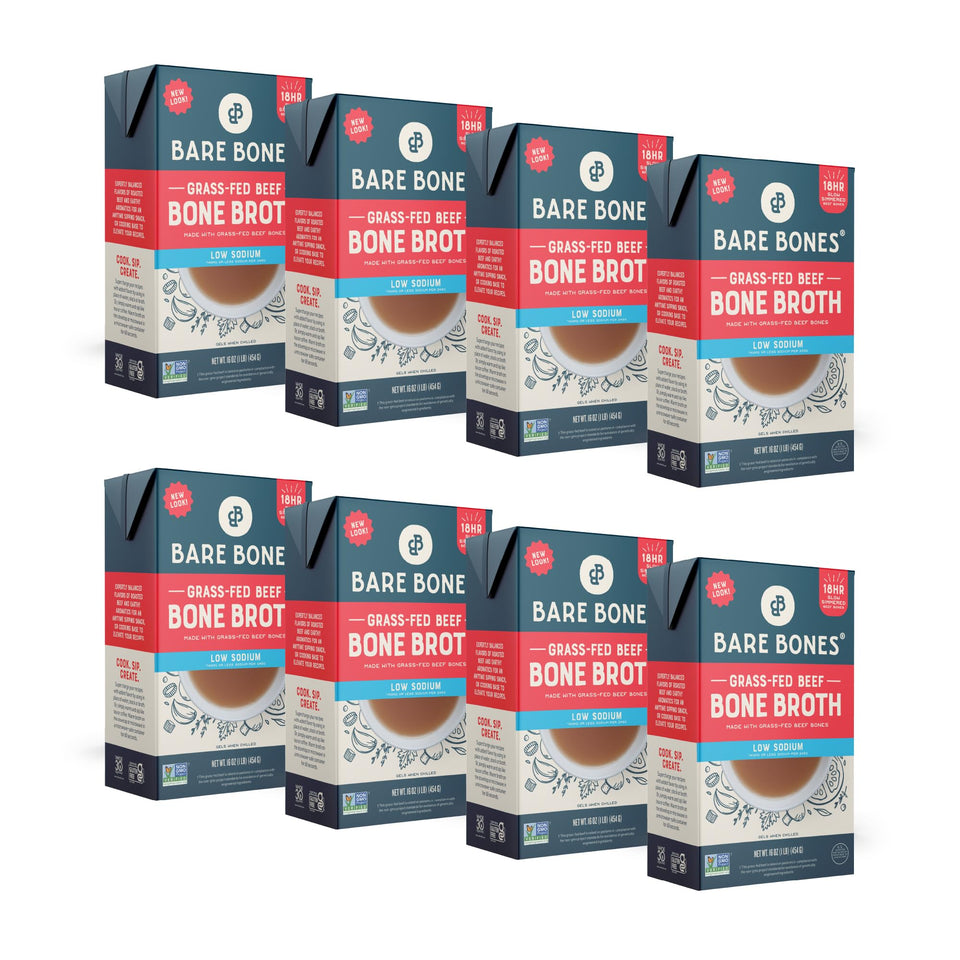 Bare Bones broth bottle with rich aroma for sipping and cooking.