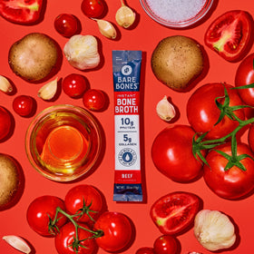 Bare Bones on-the-go packets in a bag, ready for travel and busy days.