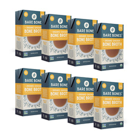 Bare Bones organic chicken bone broth pour in ready-to-use carton, convenient and protein-rich