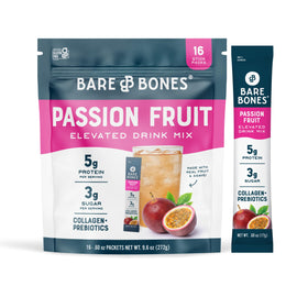 Bare Bones Passion Fruit stick pack for convenient on-the-go hydration.