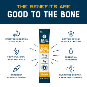 Travel-friendly stick packs of Bare Bones broth ready to mix