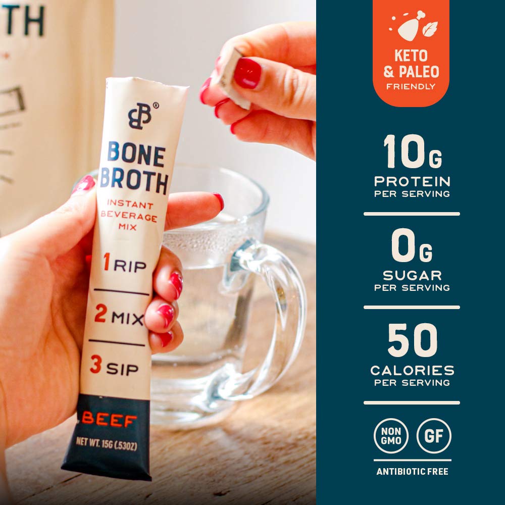 Bare Bones prepared broth served in cup, satisfying savory on-the-go.